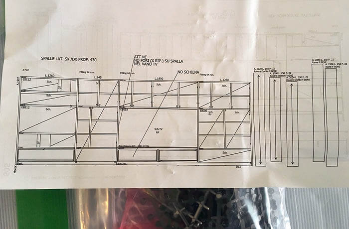 モルテーニ壁面収納の組立図